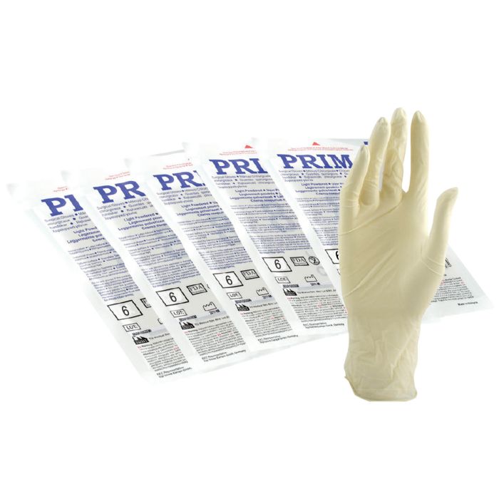PRIMA Sterile latex surgical gloves, light powdered, 1 pair