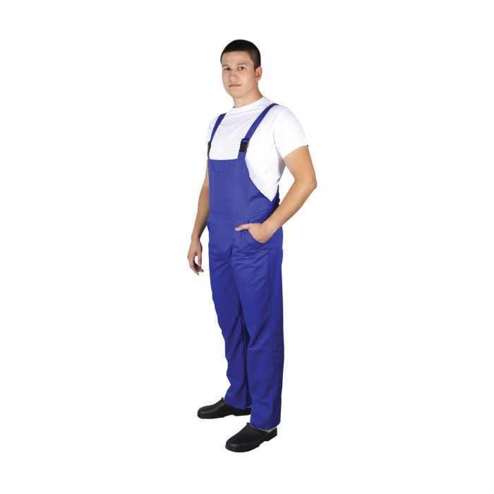 Work Uniforms/PROFESSIONAL UNIFORMS/Robes and Work Wear - SAL Classic bib work trousers, unisex, elastic in the back, 3 pockets, blue