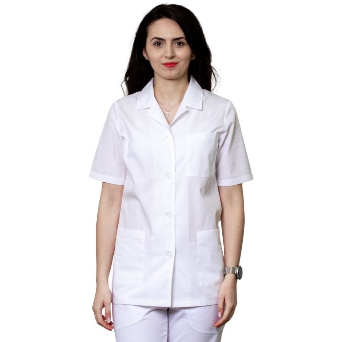 Work Uniforms/PROFESSIONAL UNIFORMS/Women`s Blouses and Coats - ANA Classic Women medical scrub, short sleeve, buttons, 3 pockets