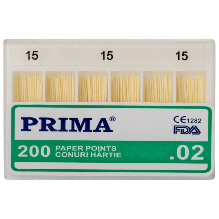 Endodontic paper points, PRIMA, 15-40, various colors, 200 pieces