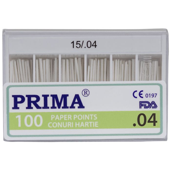Dental Practice/CONES PAPER AND GUTTA PERCHA/Dental Paper Points - PRIMA Paper Points .04, no.15-40, various colors, 100 pieces
