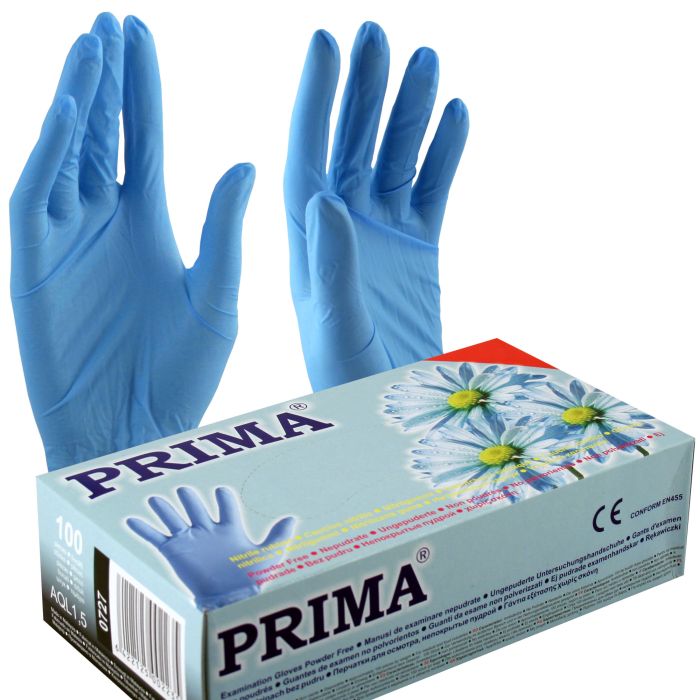  Nitrile examination gloves, PRIMA, powder-free, blue, 100 pieces