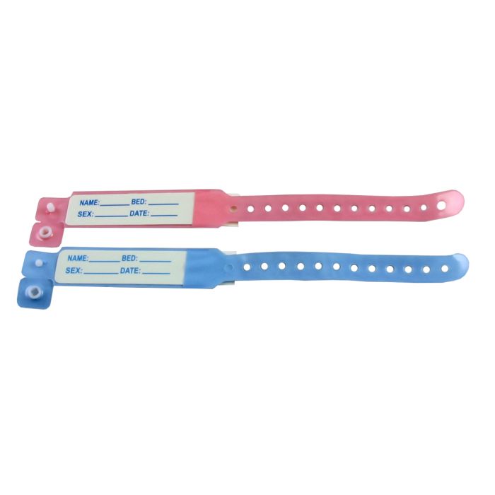 Blue children's identification bracelets