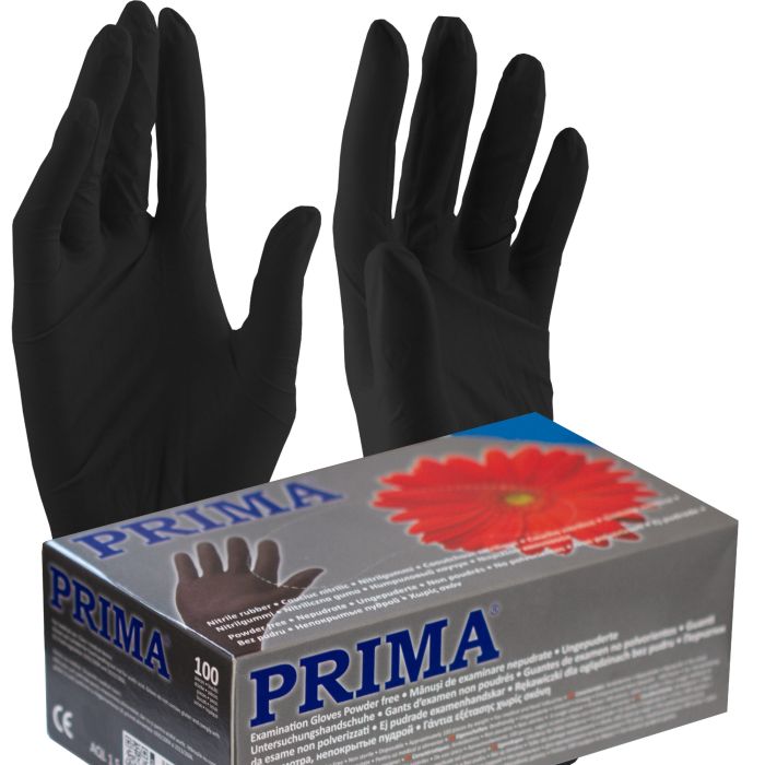 Nitril examination PRIMA gloves, black, non-powdered, 100 pieces