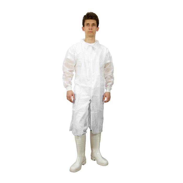 SMMS Lab coat with zipper and cotton cuffs, PRIMA, white, XL/XXL