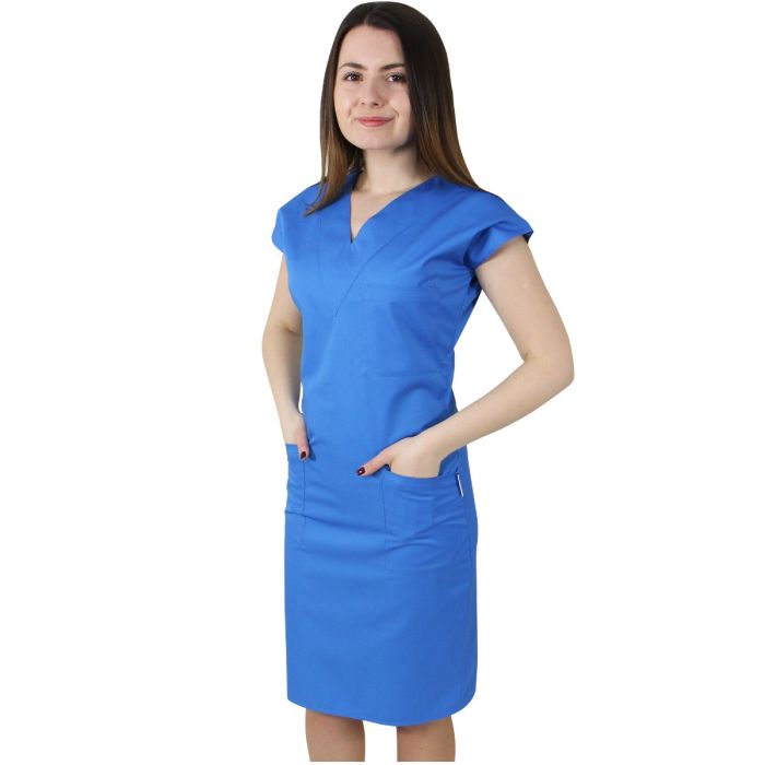 RUBY Premium women medical dress, short sleeve, zipper, 3 pockets