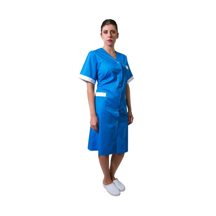 ZOE Premium maid long dress, short sleeve, buttons, 3 pockets