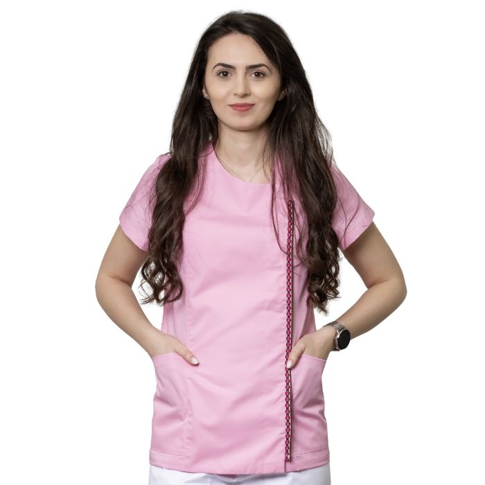 Work Uniforms/PROFESSIONAL UNIFORMS/Women`s Blouses and Coats - INA Premium Short medical scrub for women, short sleeve, buttons, 2 pockets