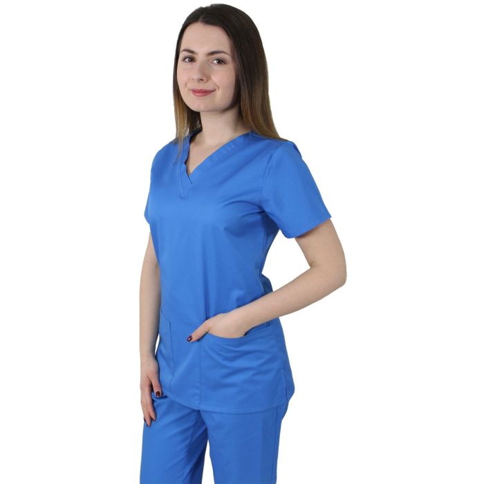Women medical scrub CLARA Classic, short sleeve, 2 pockets
