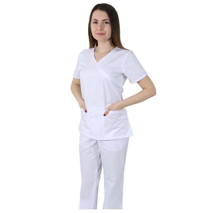 Work Uniforms/PROFESSIONAL UNIFORMS/Women`s Blouses and Coats - Women medical scrub, MIRA Premium, short sleeve, 2 pockets