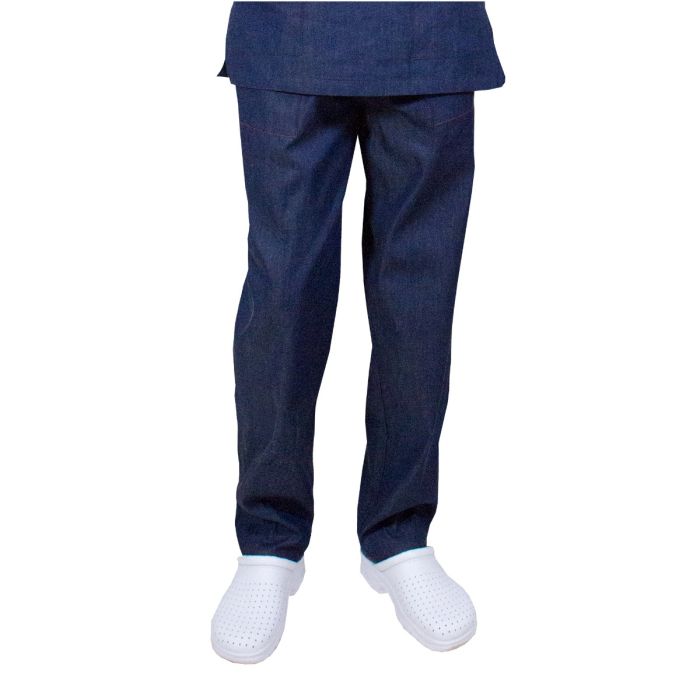 LEO Denim unisex medical trousers, elastic waist, 2 pockets, denim
