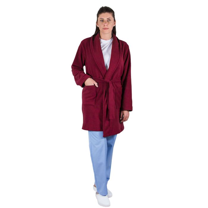 PRIMA Modern polar fleece robe with 2 pockets, various colors, sizes XS-2XL