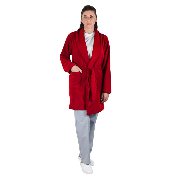 PRIMA modern polar fleece robe red