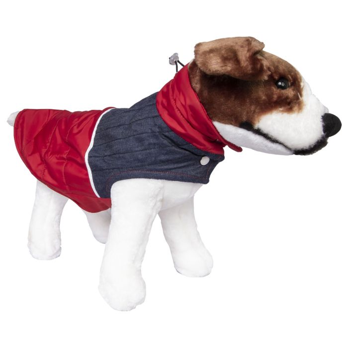Animal textile jacket, PRIMA, for dogs and cats, red/denim