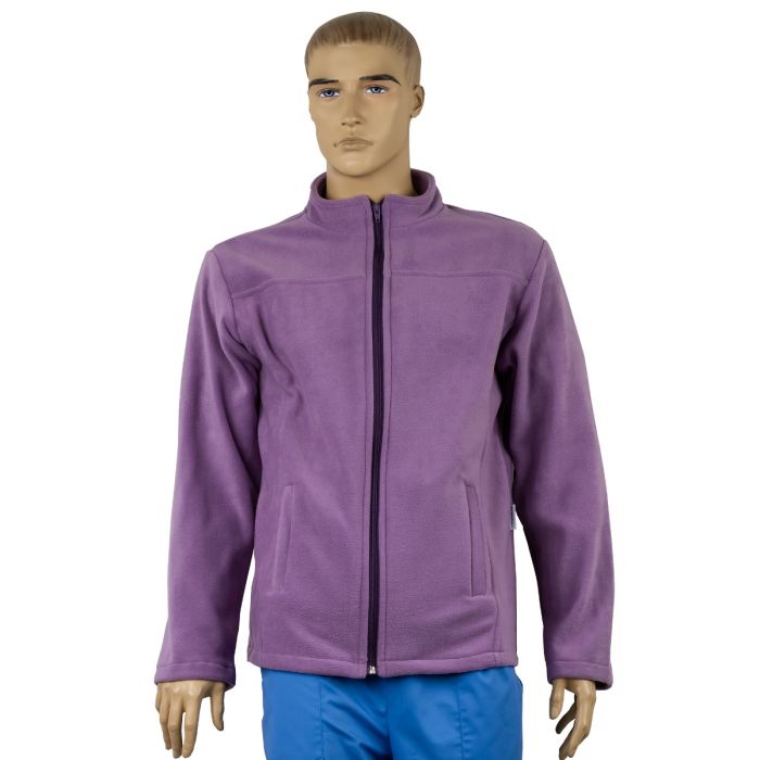 JOE Medical jacket, unisex, fleece, tunic type, long sleeve, zipper, 2 pockets, purple