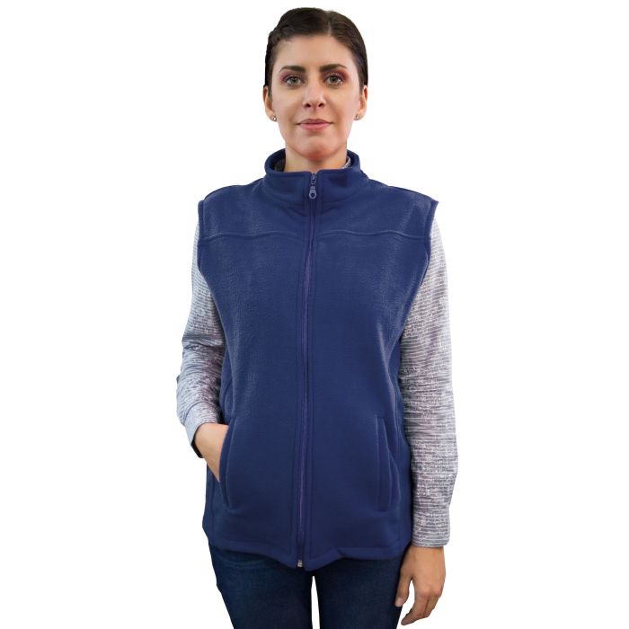 VIO unisex medical fleece vest, tunic type, with zipper and 2 pockets, navy blue