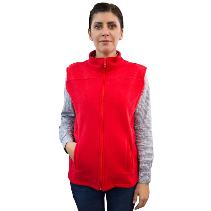 VIO unisex medical fleece vest, tunic type, with zipper and 2 pockets, red
