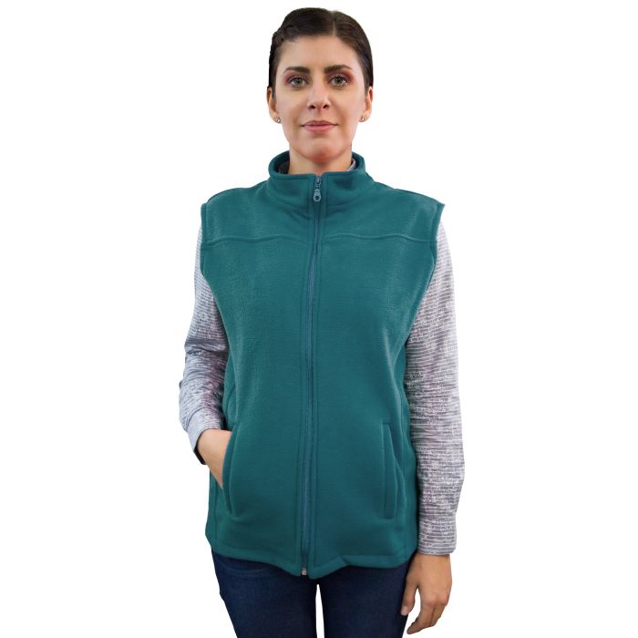 VIO unisex medical fleece vest, tunic type, with zipper and 2 pockets, emerald green