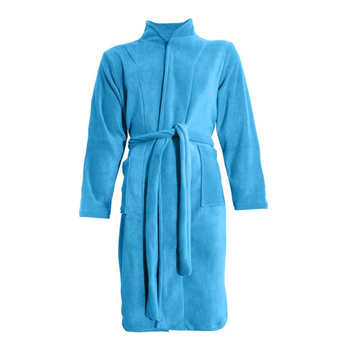 PRIMA Classic polar fleece robe with 2 pockets, blue, sizes XS-2XL