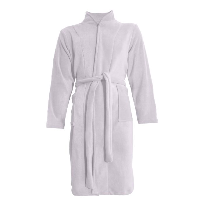 PRIMA Classic polar fleece robe with 2 pockets, white, sizes XS-2XL
