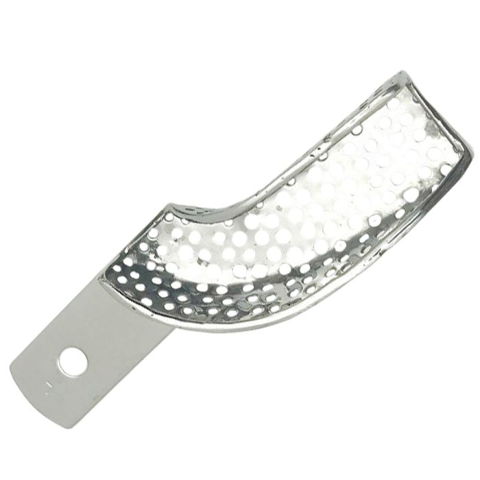 Impression tray, stainless steel, upper left / lower right semi-arc