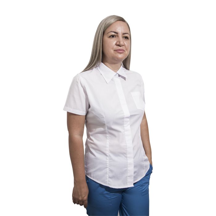 Woman's shirt, slim fit, short sleeve, white, various sizes