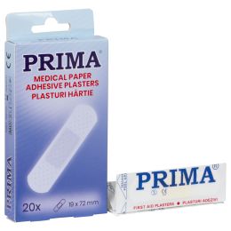 Medical Paper adhesive plasters 19 x 72mm, 100 pieces, PRIMA
