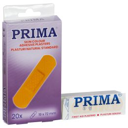 Polyethylene skin colour adhesive plasters 19 x 72mm, 20 pieces, PRIMA