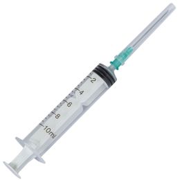 PRIMA Luer Slip syringes with green needle, 10ml, 100 pieces