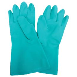 Nitril gloves with cotton fleece lining, green, size L