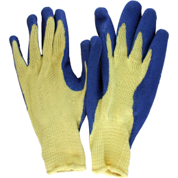 PRIMA Adherent cotton gloves and latex palm and fingers, blue, size L, 1 pair