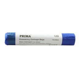 PRIMA Blue drawstring garbage bags, 120L, 10 pieces/roll
