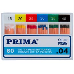 Gutta Percha points .04, PRIMA, assorted no.15-40, 60 pieces