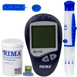 PRIMA Tests 200 pieces + lancets 200 pieces + glucometer package