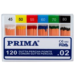 PRIMA Assorted Gutta Percha points .02, no.45-80, 120 pieces