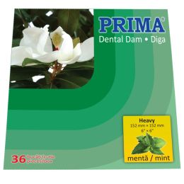 PRIMA Dental dam, latex, menthol, 15.2x15.2cm, heavy, 36 pieces