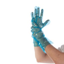 Plastic long gloves, 38cm, 100 pieces
