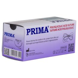 Polyglycolic acid suture, length 75 cm, tapercut needle, 1/2 circle with length 30mm, USP 2, veterinary use, 12 pieces