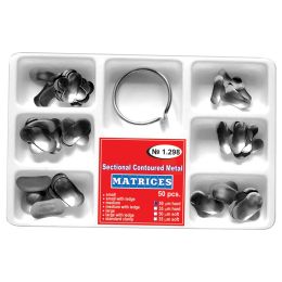 Sectional contoured metal assorted matrices + ring, 50 pcs
