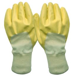 Protection gloves, knitted, partially coated with nitrile rubber, yellow, XL