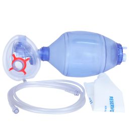 PVC resuscitator for adults, oxygen tubing 200 cm, oxygen mask nr.5, reservoir capacity 1650 ml 