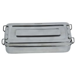 Instruments box with handles, PRIMA, made of stainless steel, 30x15x4cm