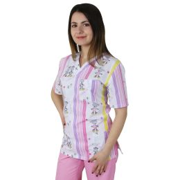 Women's medical scrub, PRIMA Print, short sleeves, 3 pockets, cows, XS