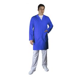 Mens long lab coat for men, cotton, 200 grams, Blue