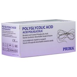 Polyglycolic acid suture, resorbable 75cm, round needle 1/2, 40 mm, USP 1, 12 pieces/ box