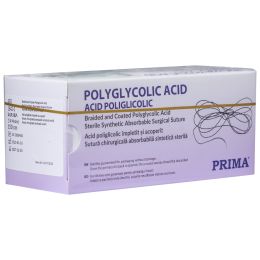 Polyglycolic acid suture thread, resorbable, 150 cm, without needle, USP 1, 12 pieces