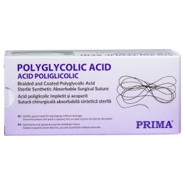 Polyglycolic acid suture thread, resorbable, 150 cm, without needle, USP 3/0, 12 pieces