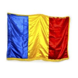Satin indoor Romania flag, with fringes, 90x135cm