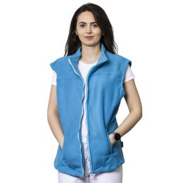 VIO unisex medical fleece vest, tunic type, with zipper and 2 pockets, blue, M