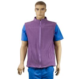 VIO unisex medical fleece vest, tunic type, with zipper and 2 pockets, purple, M